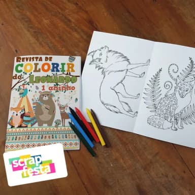 Revista Colorir + Giz de Cera Festa Floresta Tribal