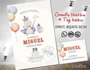 Convite Digital C/tag Circo Aquarela Mágico