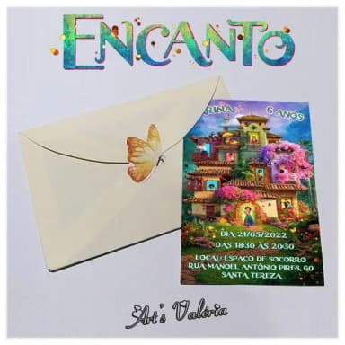 Convite Encanto - 9,5cm X 6,5cm