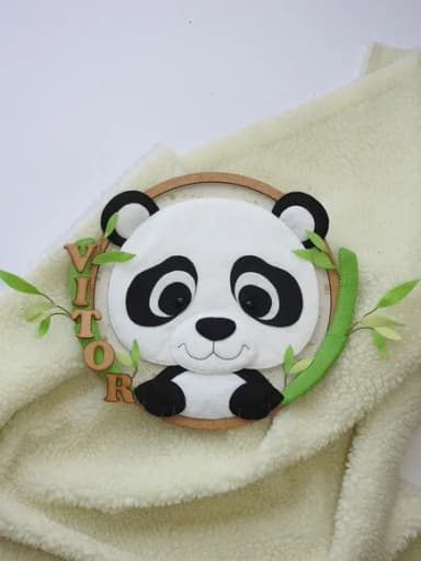 Enfeite Porta Maternidade Panda em Feltro | Quarto de Bebê