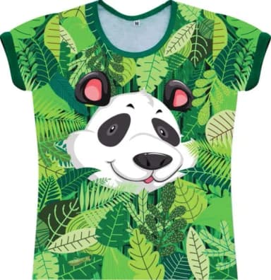 Camiseta Infantil Feminina Panda na Floresta