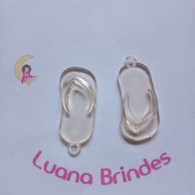 Chinelo Pingente Creme de Acrilico 5cm Pct 12 Unidades