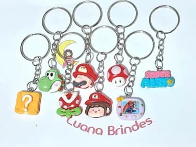 Chaveiro Super Mario de Resina Pacotes com 8 Unidades