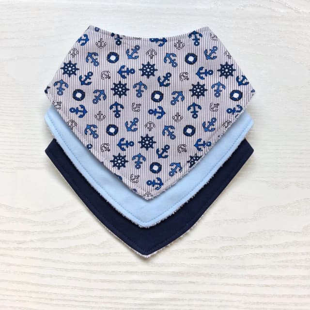 Kit 3 Babadores Bandana Premium para bebê - Náutico
