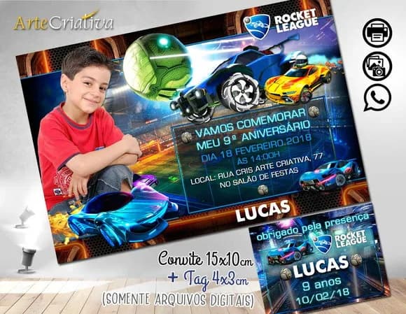 CONVITE DIGITAL C/TAG Rocket League