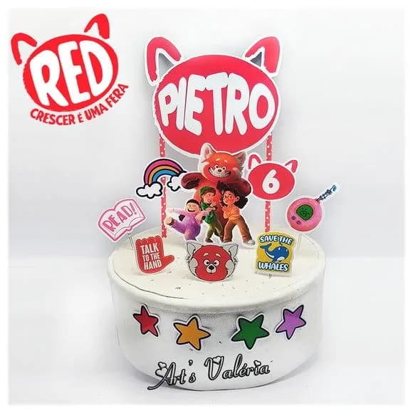 Topo de Bolo Red: Crescer é Uma Fera