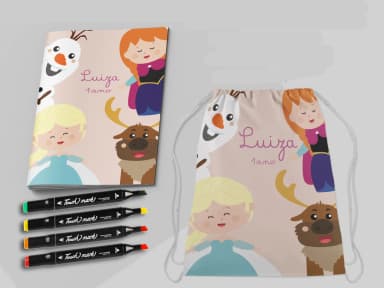 Kit Mochila e Revista de colorir para lembrancinhas Frozen Cute
