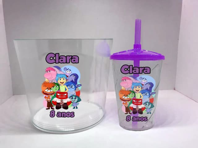 Kit Balde de Pipoca acrilico + Copo twister Personalizado Divertidamente