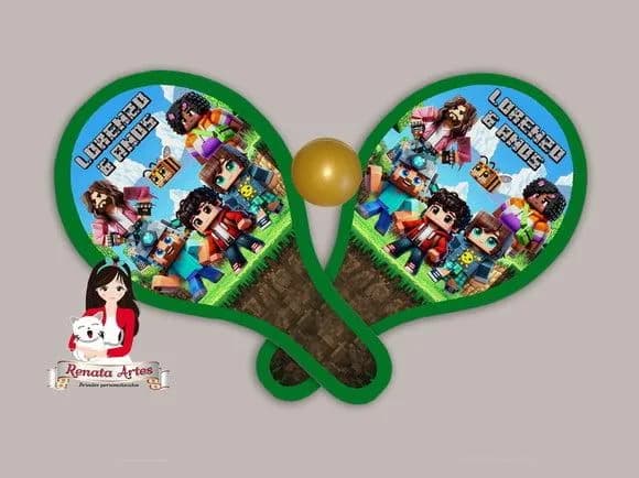 Raquetes de Ping Pong Tema Minecraft Filme