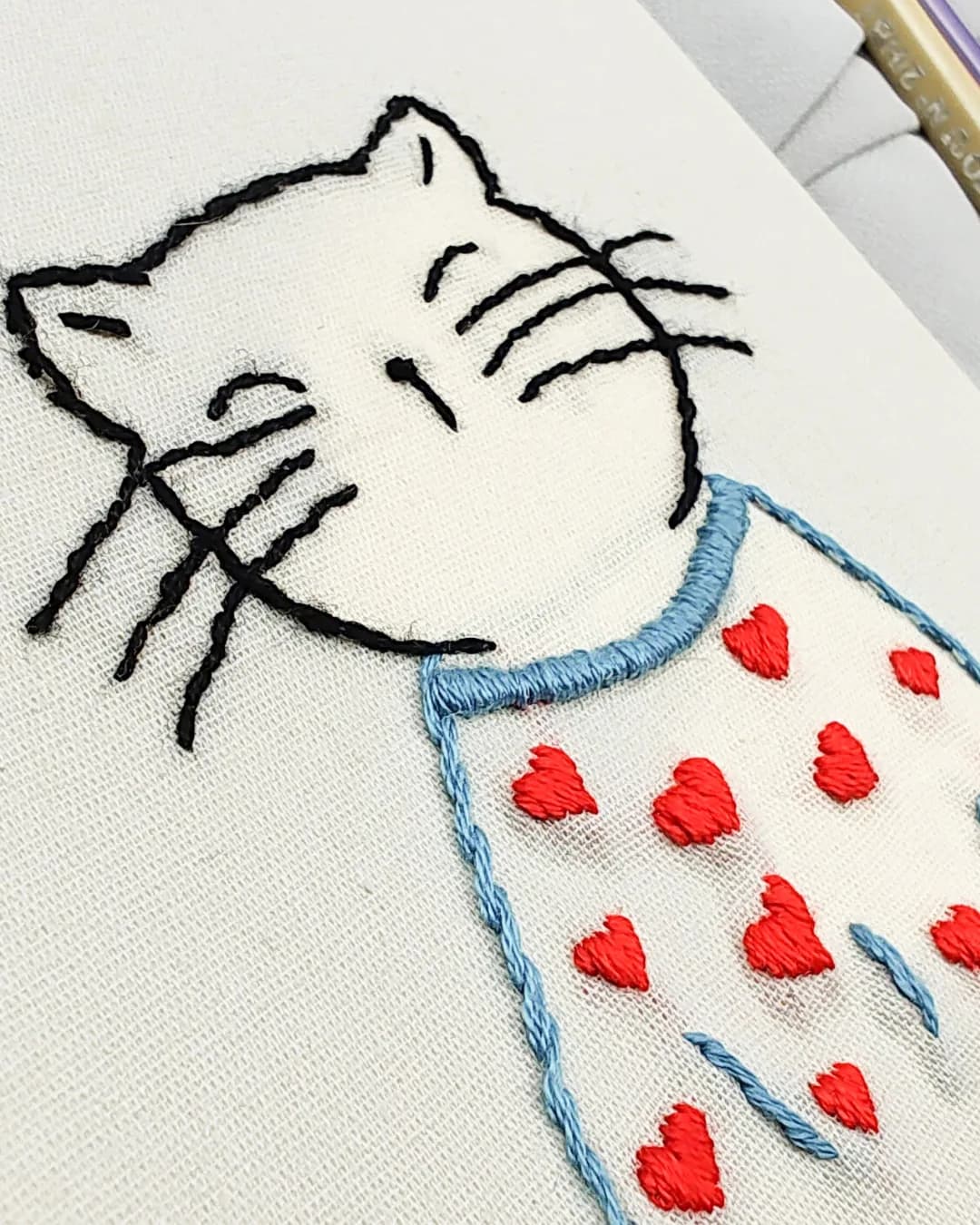 Caderno Pequeno Bordado Gatinho