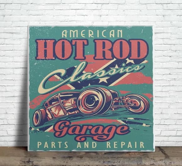 Azulejo Decorativo Retrô Hot Rod Garagem Vintage 15x15