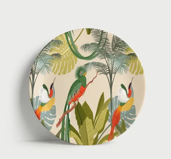 Prato Decorativo Pássaros da Selva - Porcelana 21cm