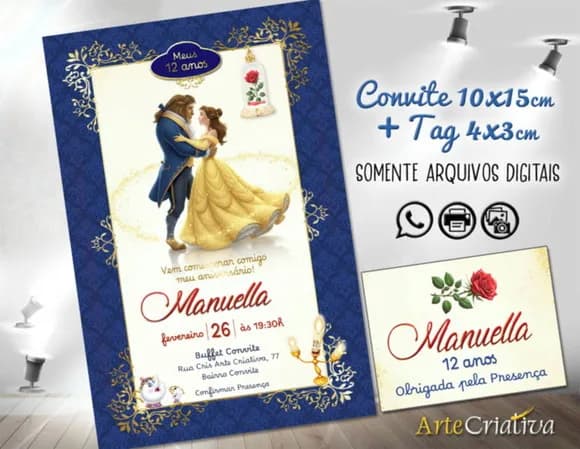 Convite Digital C/tag a Bela e a Fera 4