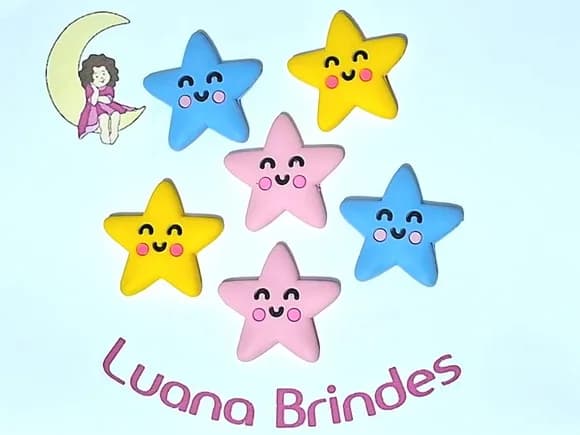 Aplique Estrelas Emborrachado Pacote com 6 Unidades