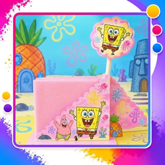 Centro de Mesa Porta-Guardanapo Personalizado para Festa Infantil