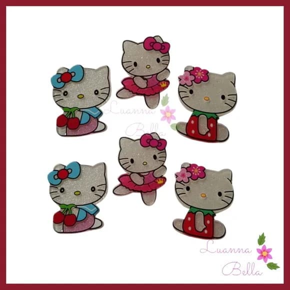 Aplique de Acrílico Gatinha Hello - Pcts c/ 6 unds