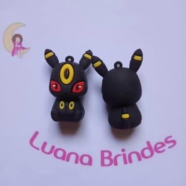 Pingente Pókemon Preto de Borracha 5cm Pct 2 Unidades