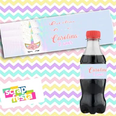 Adesivo Personalizado Rótulo Mini Coca 19,5 X 3,5 Unicórnio