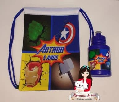 Mochila com Squeeze Personalizado os Vingadores
