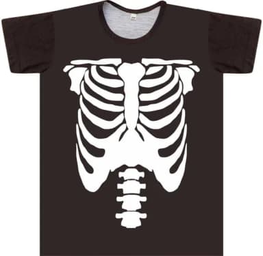 Camiseta Infantil Fantasia Esqueleto Anatomia Caixa Torácica