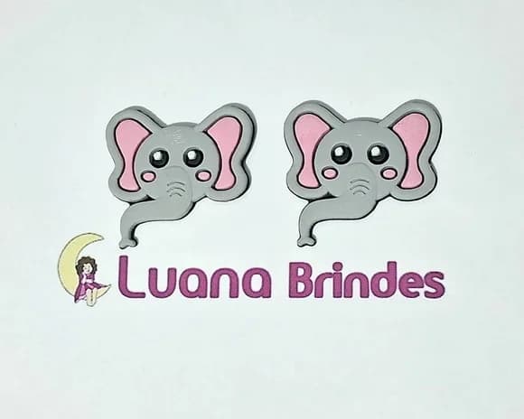 Aplique Elefante Emborrachado 3,5cm Pacotes com 10 Unidades