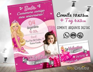 Convite Digital C/tag Barbie Princesa