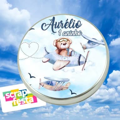 Latinhas Personalizadas Festa Urso Aviador Aquarela