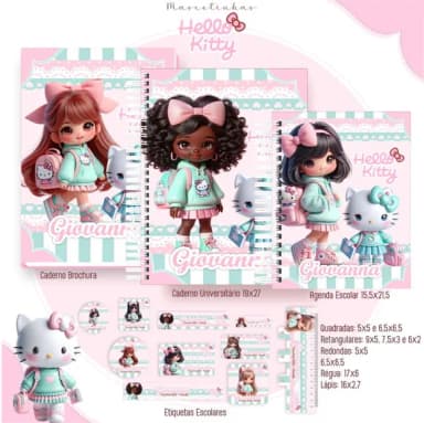Caderno + Etiquetas + Tag Personalizada + Lápis