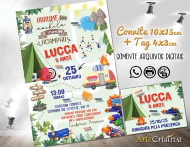 Convite Digital C/tag Acampamento Menino