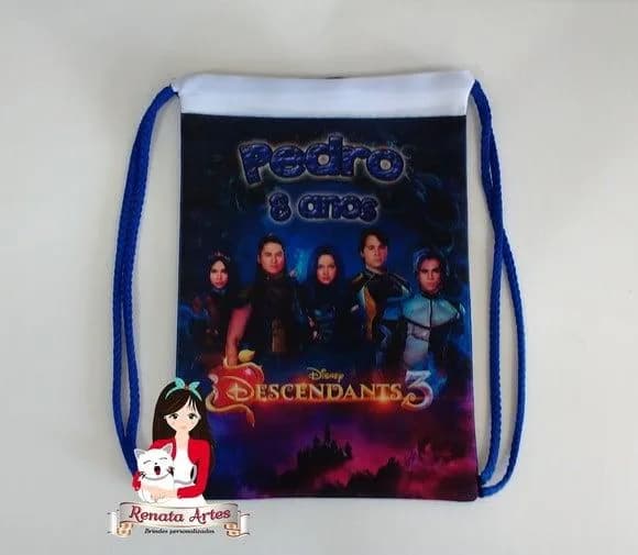 Mochila de Tecido Personalizada Descendentes 3 Azul