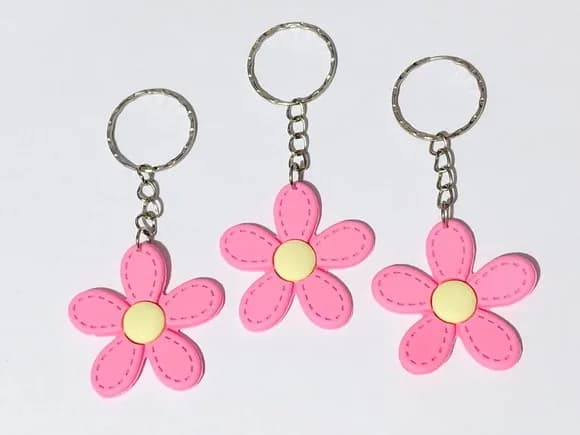 Chaveiro Flor Rosa 4cm Emborrachado Pacote com 6 Unidades