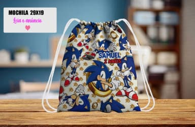 Mochilinha personalizada para lembrancinhas do Sonic