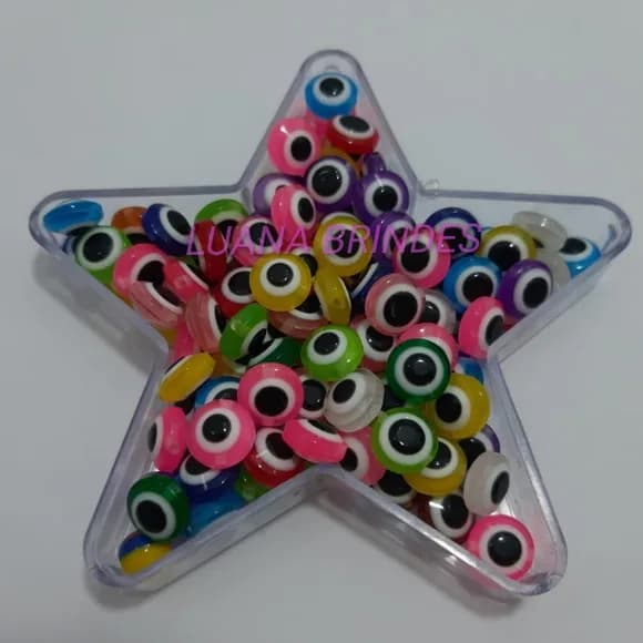 Olho Grego Colorido de Acrílico 10mm Pct 50 Unidades