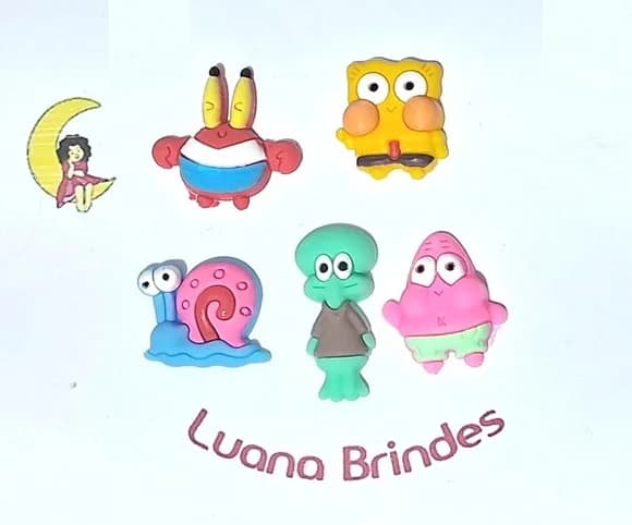 Apliques Bob Esponja 3d - 5 Unidades