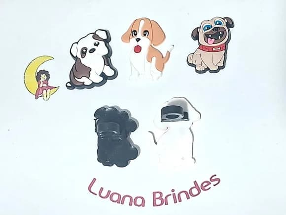 Ponteira P/lápis Cachorros Emborrachado Pacote com 6 Unidade