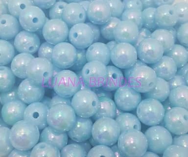 Pérola ABS Irisada Azul Claro - 10mm - pct c/100 unidades