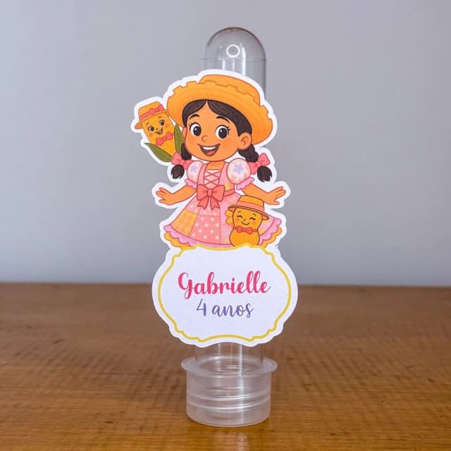Apliques para Tubetes Personalizados FESTA JUNINA ROSA - Decoração de Festa | Lembrancinhas | Aniversário | Personalizados