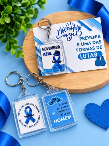 Chaveiro Novembro Azul Personalizado – Lembrancinha para Campanha de Conscientização