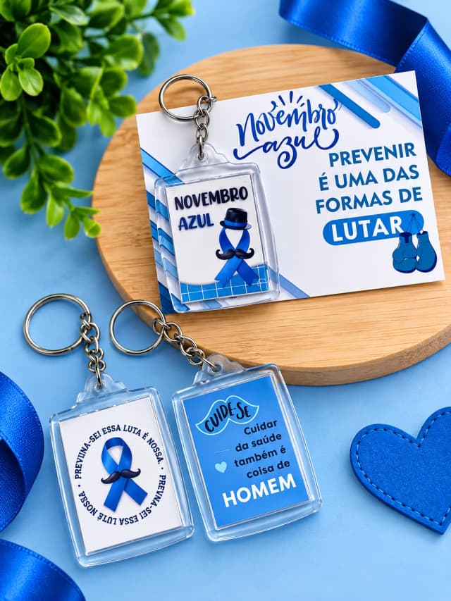 Chaveiro Novembro Azul Personalizado – Lembrancinha para Campanha de Conscientização