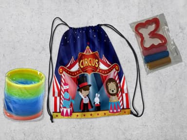Kit Mochilinha + Mini Massinha de modelar e mola Maluca Circo Mágico