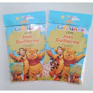 kit Colorir Revista e Giz de cera Personalizado do Ursinho Puff