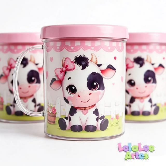 Caneca Vaquinha Rosa Personalizada