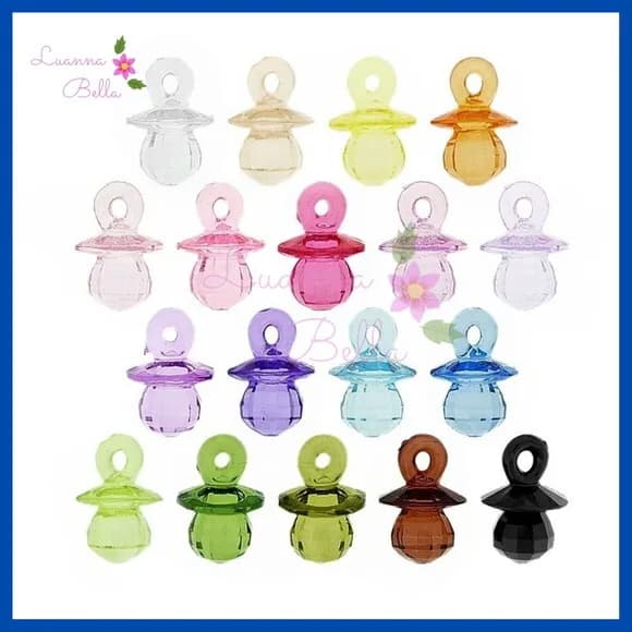 Pingente Chupetinha de Acrílico Facetada - pact c/50 unds