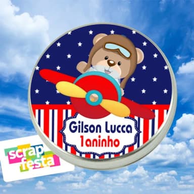 Latinhas Personalizadas Festa Urso Aviador