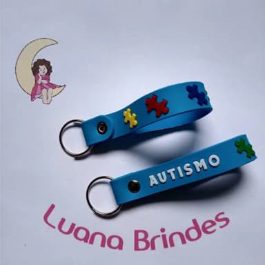 Chaveiro Autismo Azul Emborrachado - 2 Unidades
