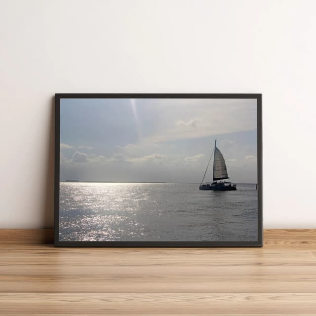 Quadro Veleiro no Mar ao Pôr do Sol 1528