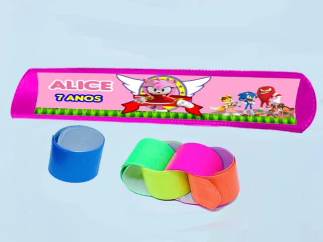 Pulseira Bate e Enrola Personalizada da Amy Rose Sonic