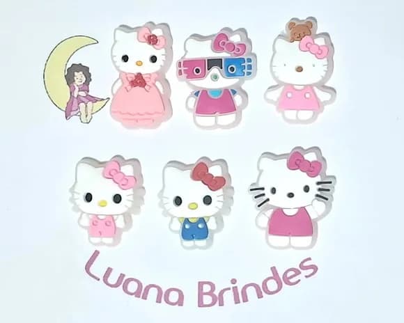 Aplique Hello Kitty Flourescente Emborrachado 6 Unidades