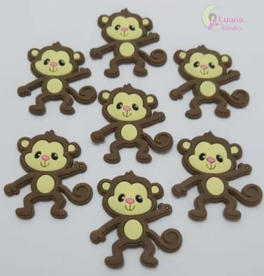 Aplique Macaco de Borracha - Pct C/7 Unidades