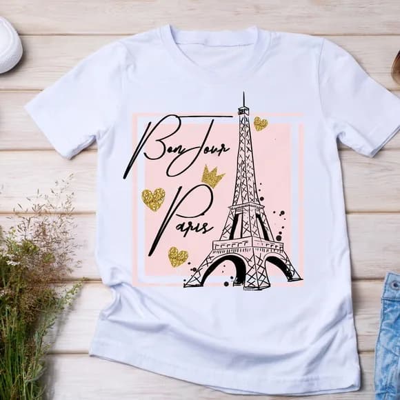 Camiseta Bonjour Paris - Elegância e Romance